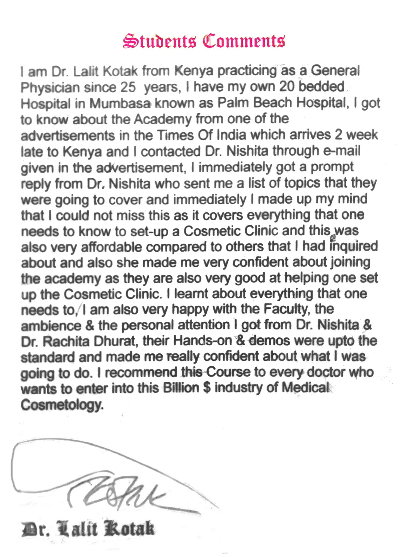 Dr.Nishita Cosmetic Clinic Pvt Ltd